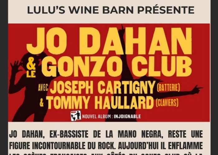 image de Concert Jo Dahan & Gonzo Club chez Lulu's Wine Bar au Domaine des Allégrets