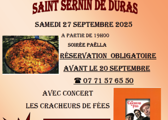 image de Soirée Paëlla royale Concert à la Clé des champs Saint Sernin de Duras